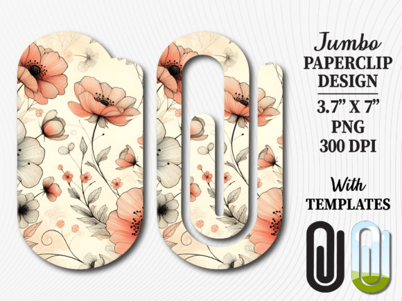 Vintage Neutral Floral Jumbo Paperclip Graphics