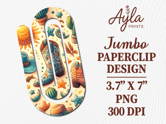 Western Cowboy Pattern Jumbo Paperclip Graphics